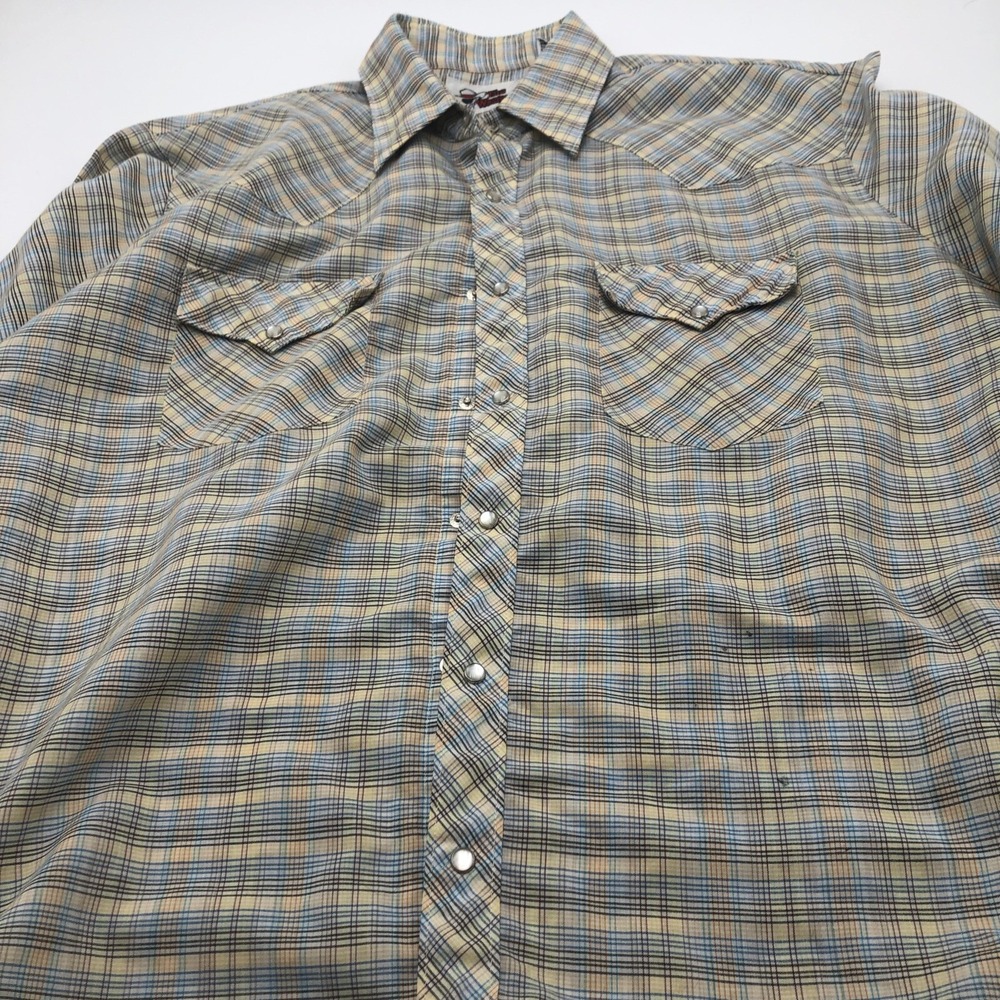The Westerner Vtg Large Cotton Blend Light Color Plaid Pearl Snap Western Shirt